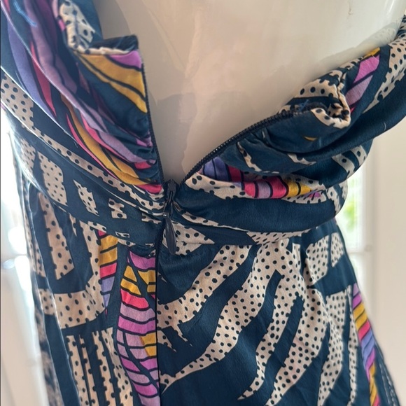 Lorie Lester Miami Blue Multi Palm Print Halter Maxi Dress Size XS - Picture 6 of 15